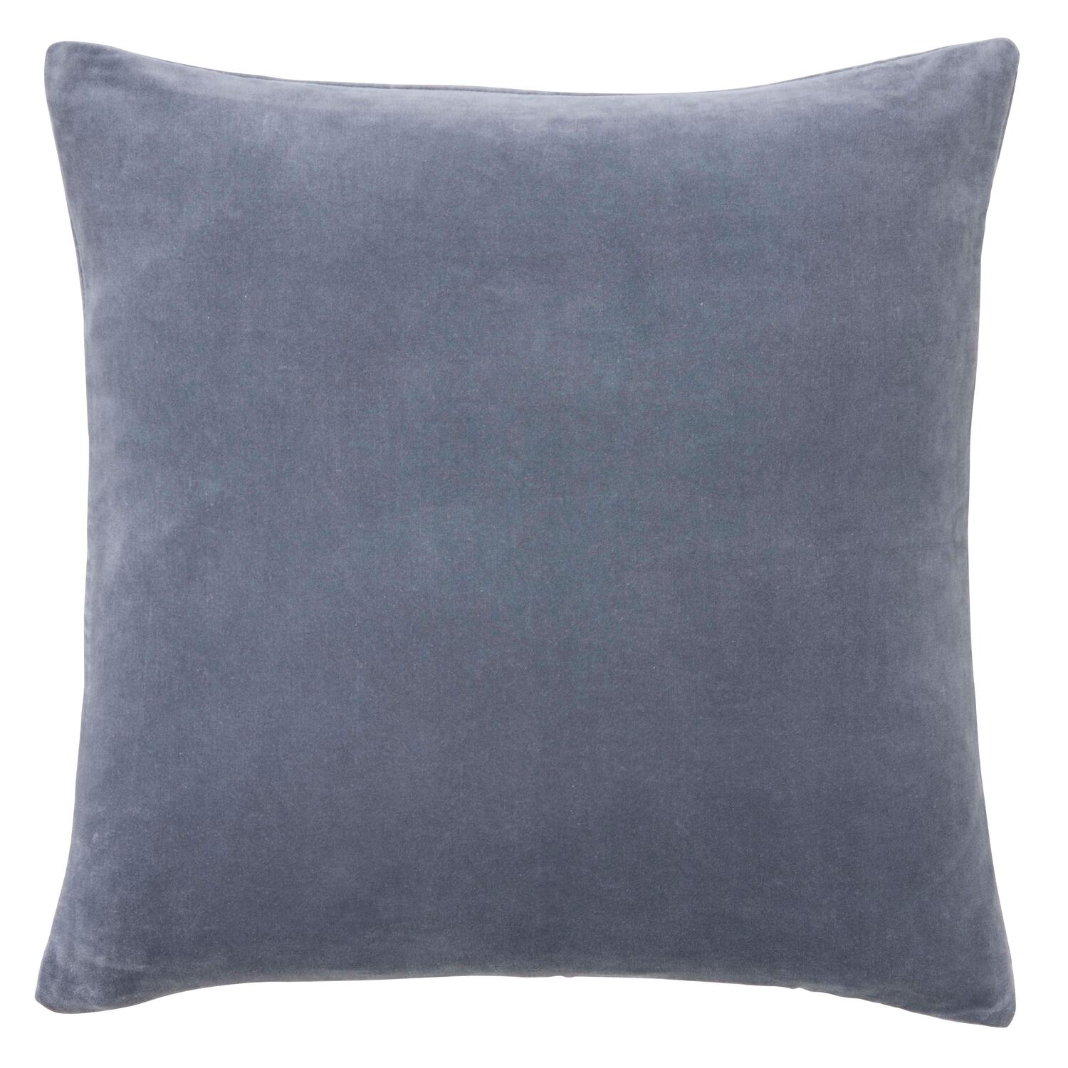 Velour pude, grå/blå - 50x50cm